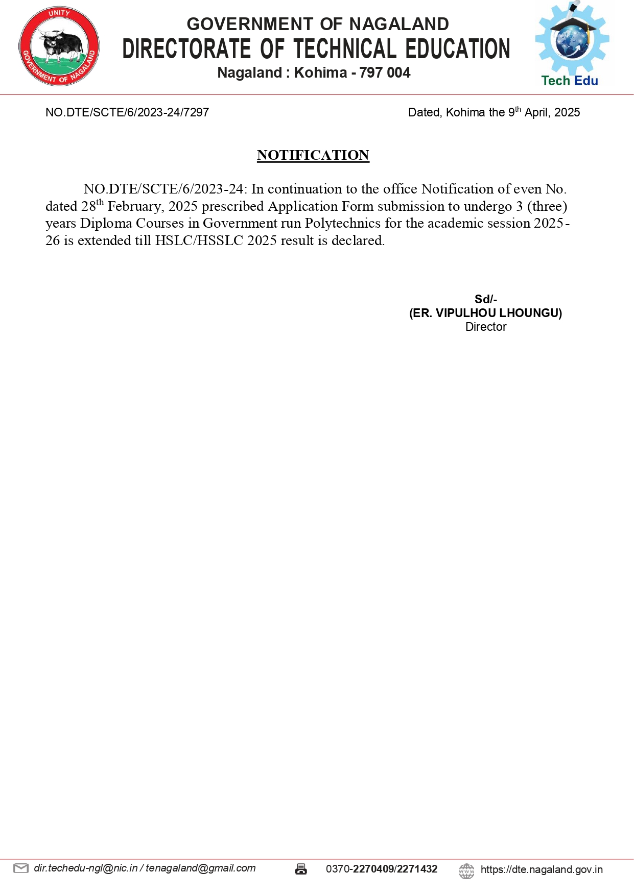 Notification: Technical education